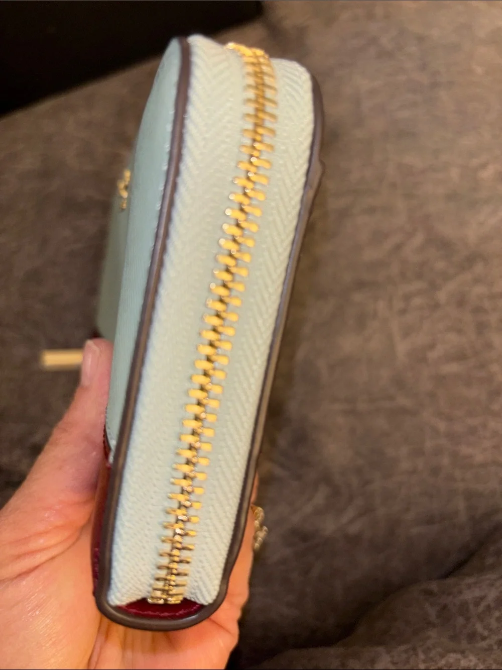 kate spade Two-Tone Zip Wallet in Mint and Red
